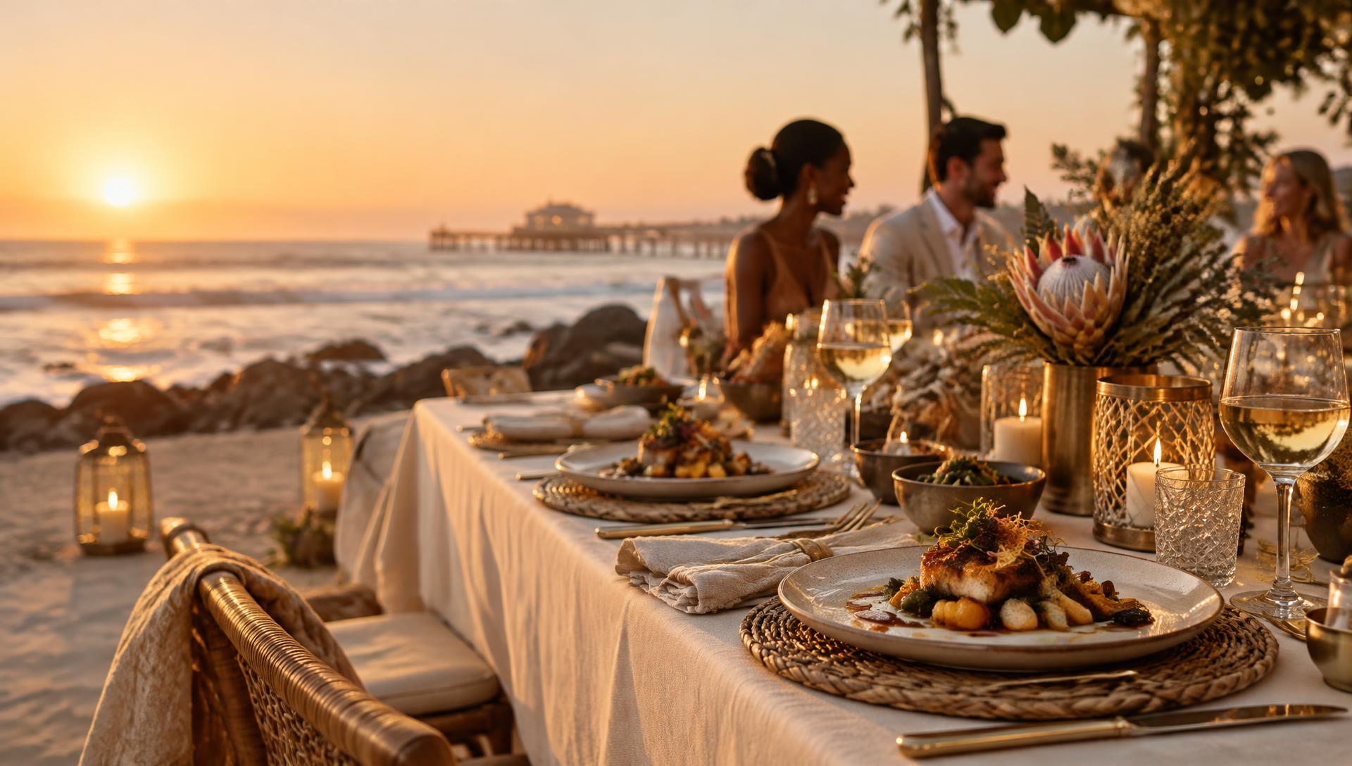 Elegant catered celebration beside the Namibian coast
