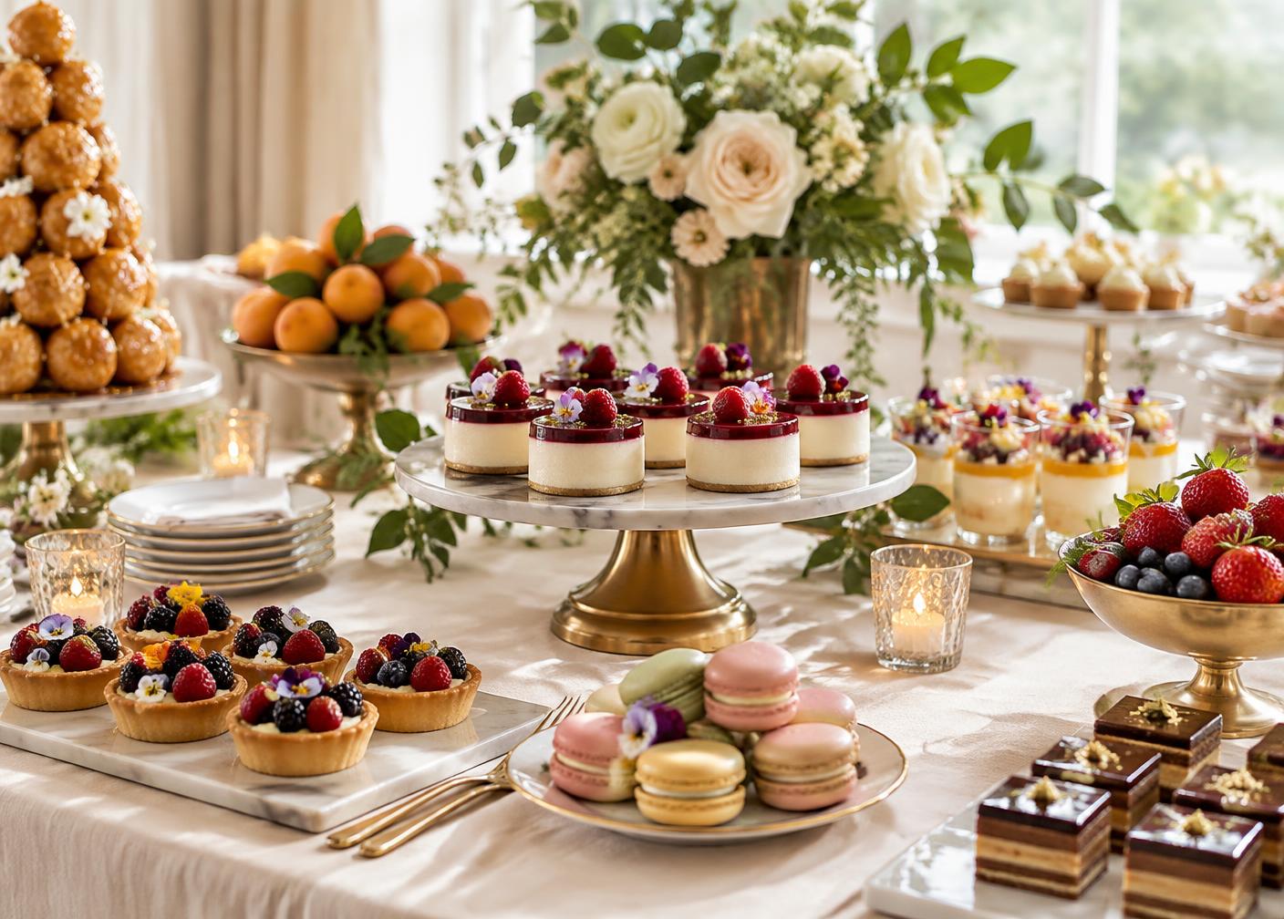Beautifully presented catered desserts