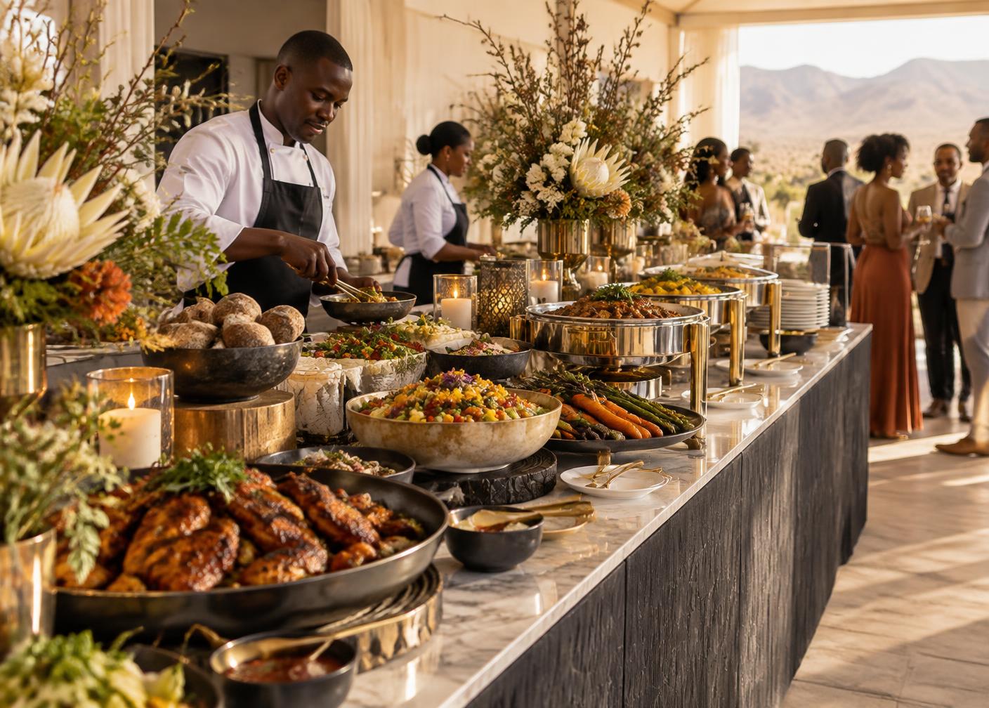 An abundant elegant buffet prepared for a celebration