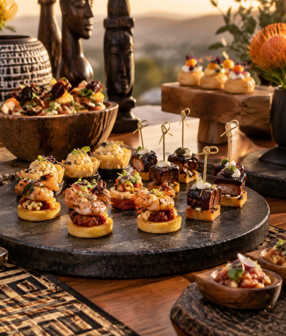 Refined catered canapés and finger foods