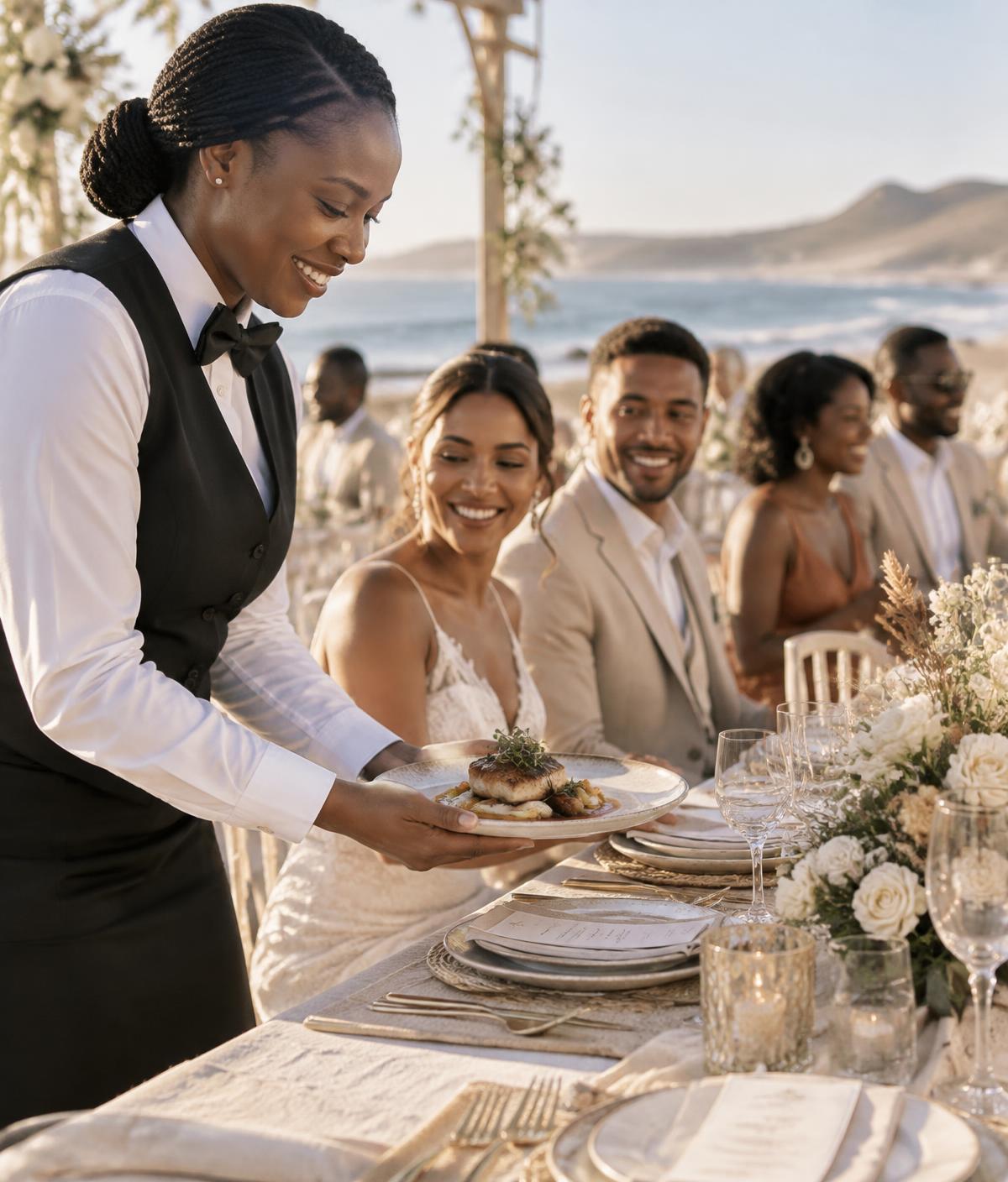 Professional catering service at a wedding