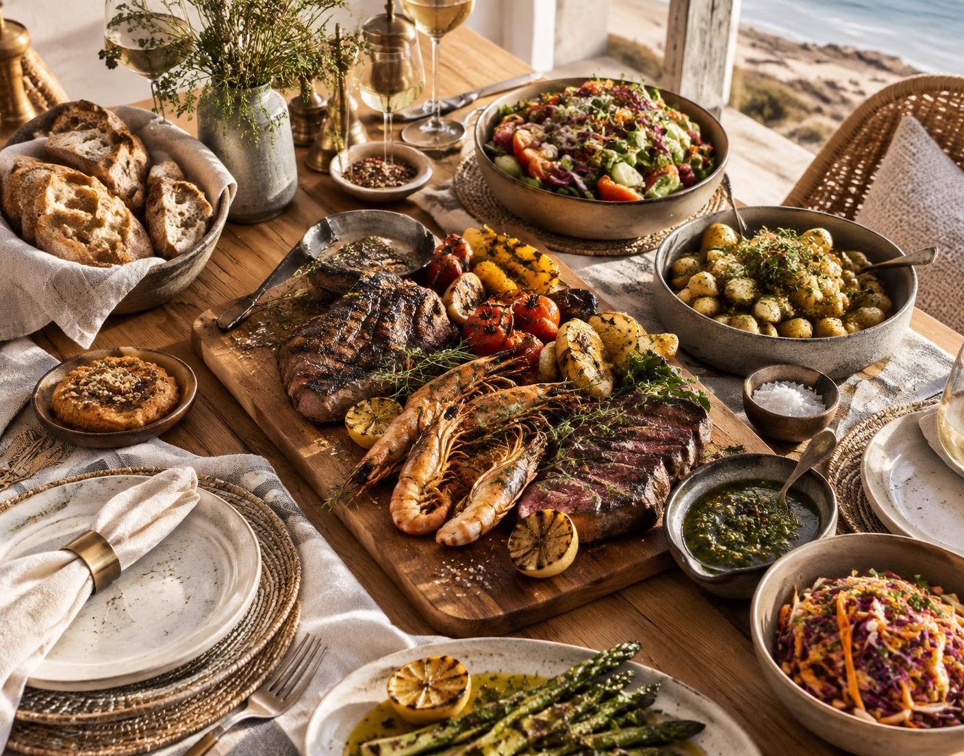 A beautifully prepared shared catering feast